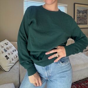 J. Crew Forest Green Wool Blend Crewneck Lightweight Sweater sz M